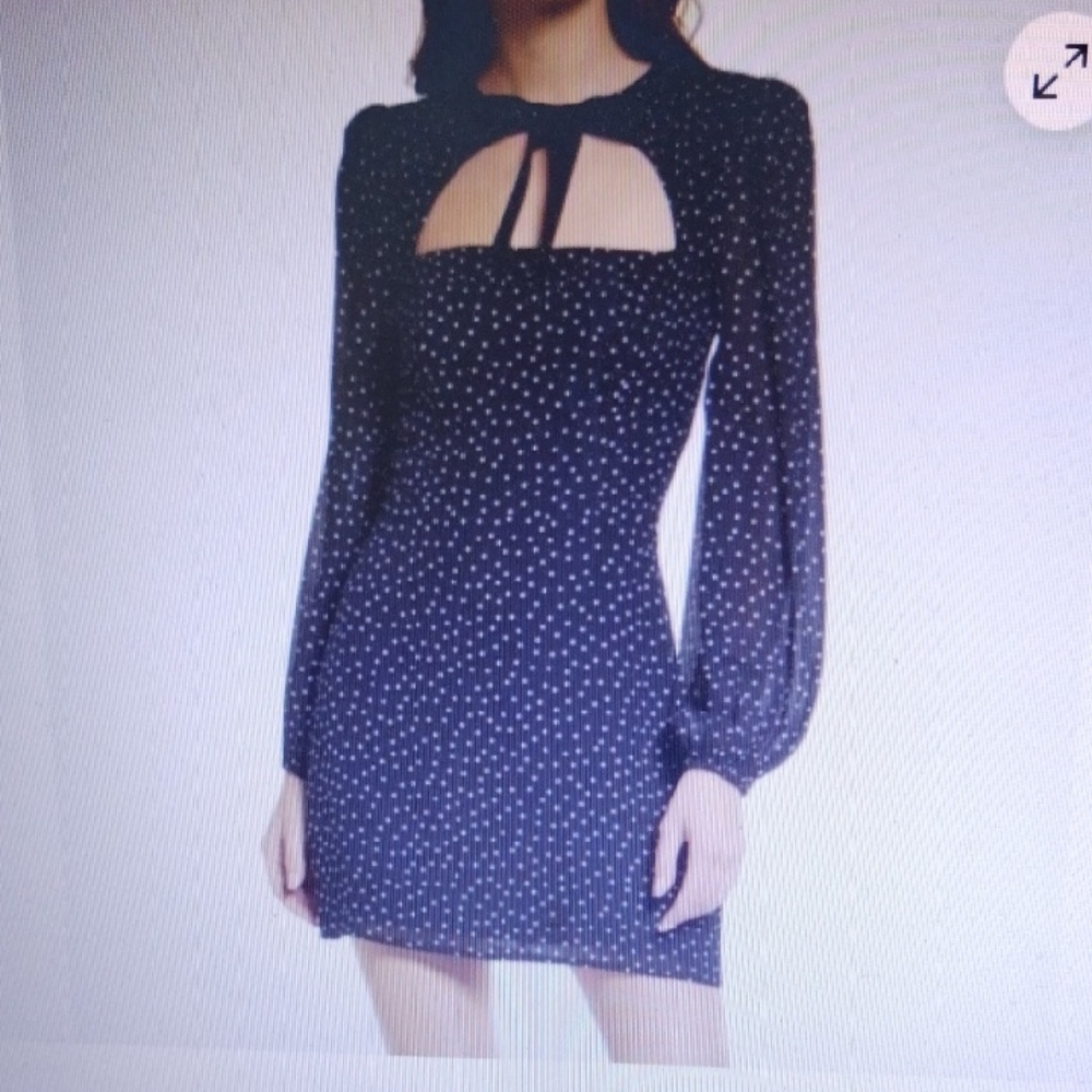 Reformation Terri Queen Ann Polka Dot Mini Dress Black Dress Size 6